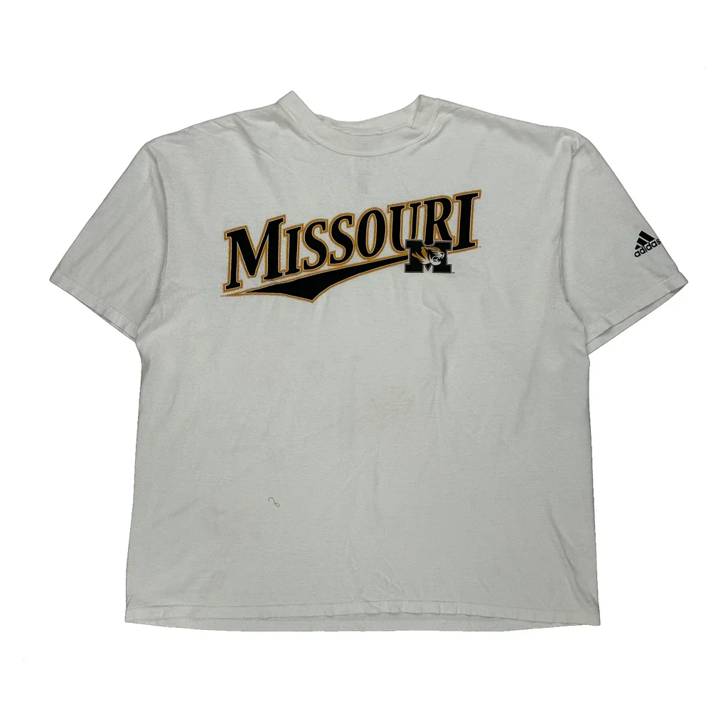 Adidas College T-Shirt - XL White Cotton