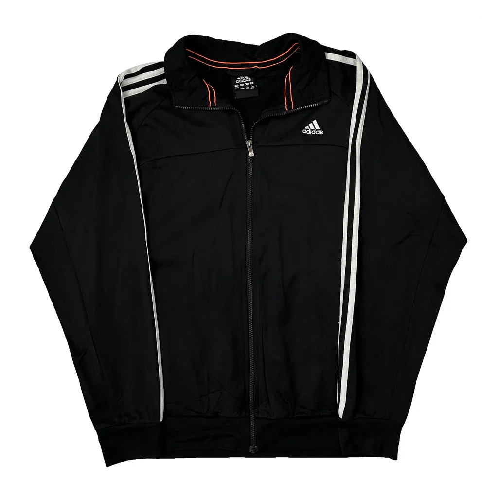 Adidas Striped Track Jacket - Large Black Polyester