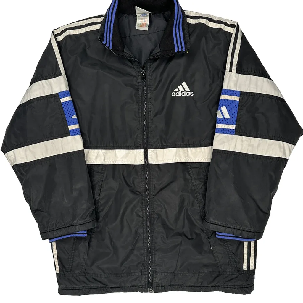 Adidas Striped Track Jacket - Large Black Polyester - Image 5