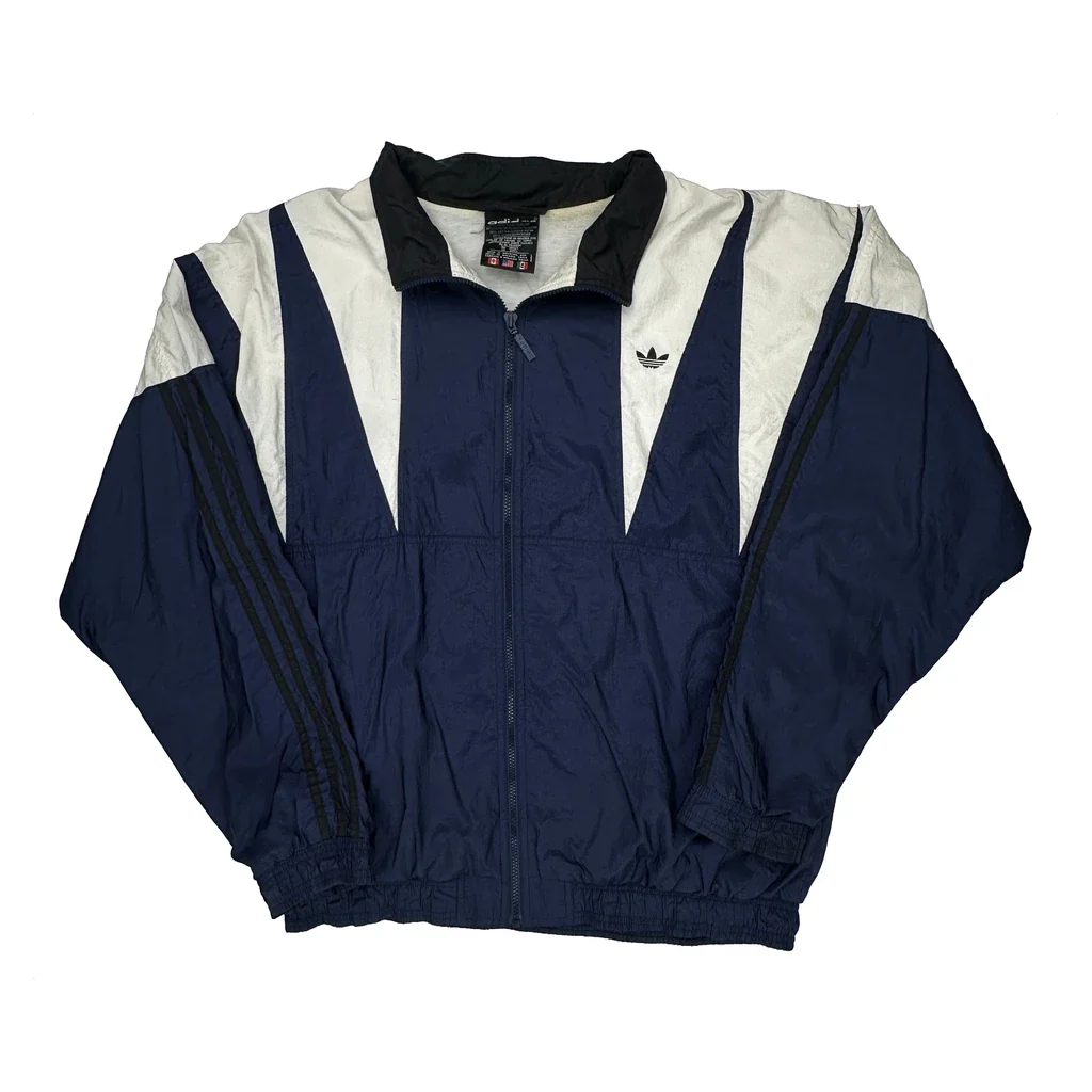 Adidas Oversized Track Jacket - Large Blue Nylon