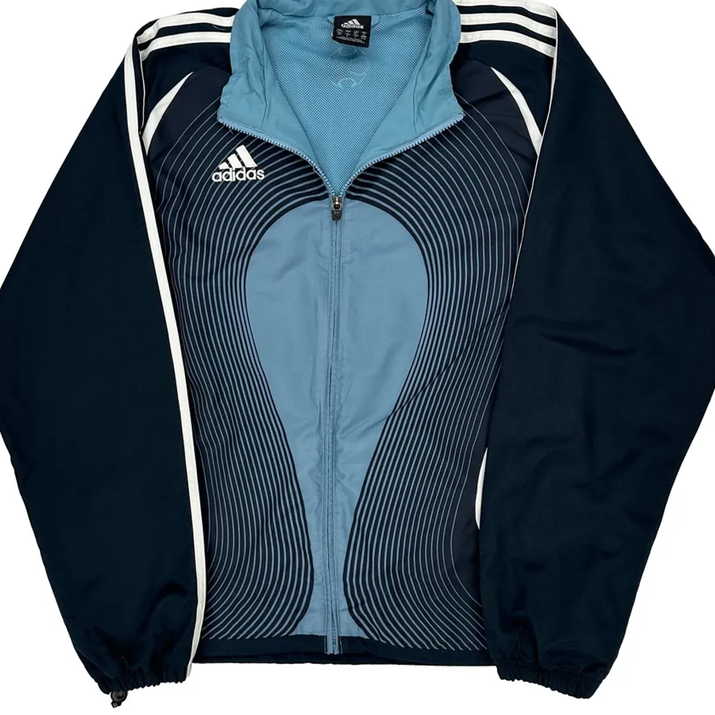 Adidas Striped Track Jacket - Medium Blue Polyester - Image 4