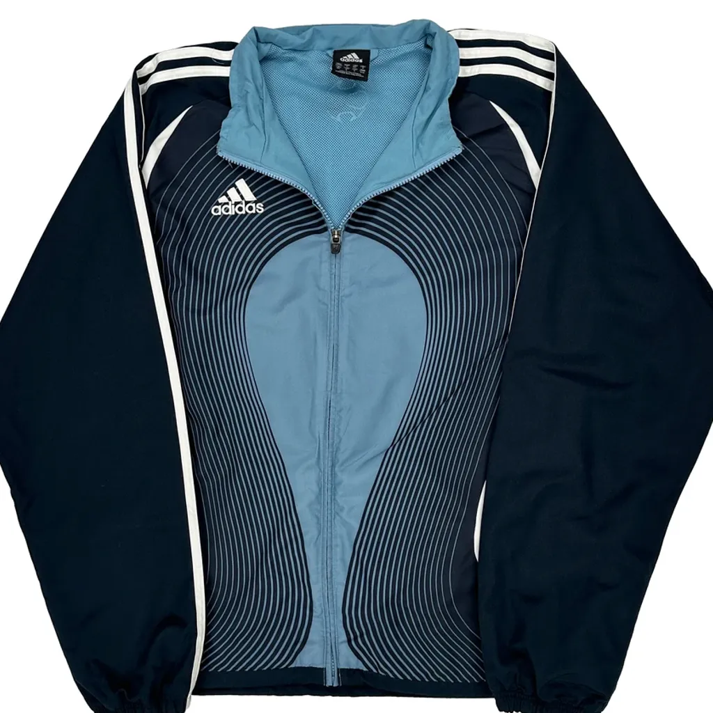 Adidas Striped Track Jacket - Medium Blue Polyester - Image 5