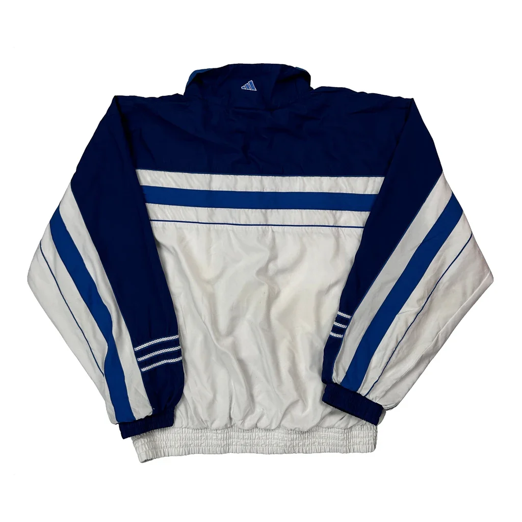 Adidas Striped Track Jacket - Small Blue Polyester - Image 2