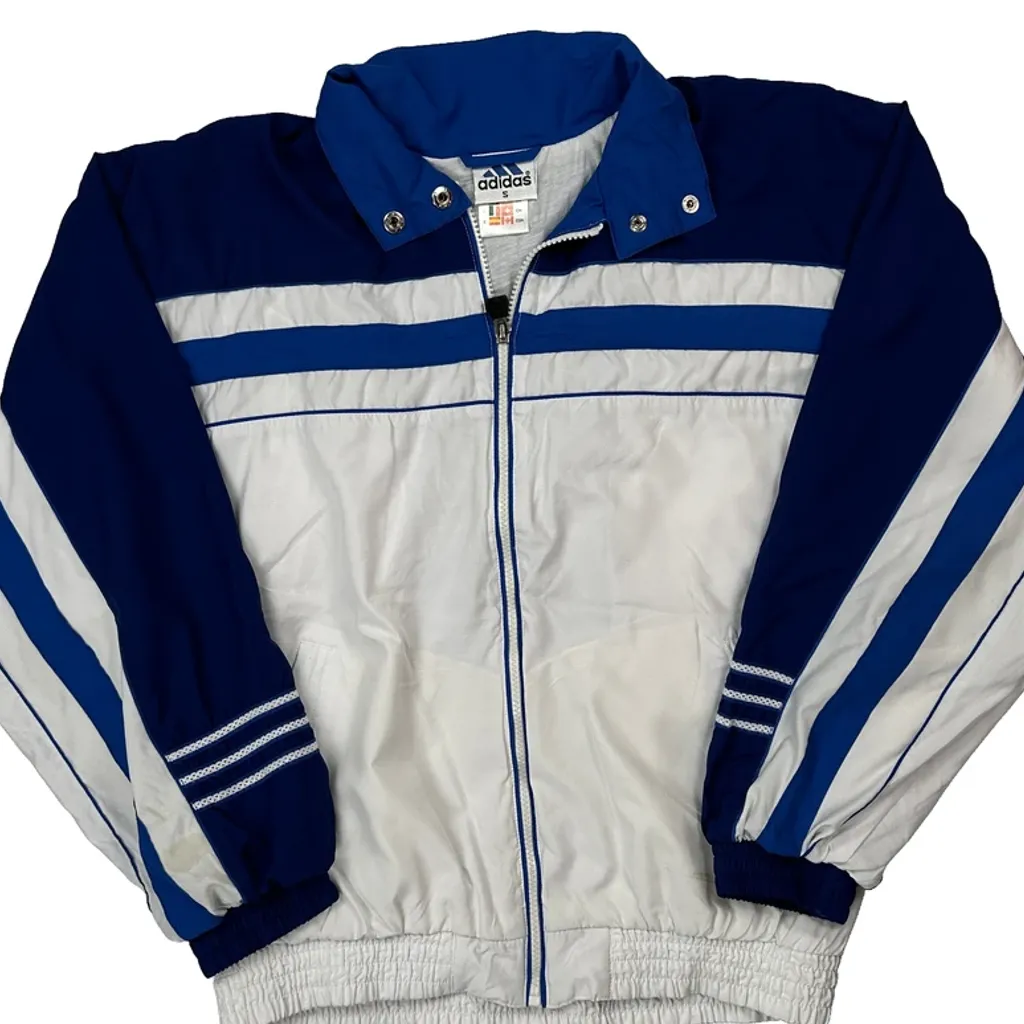 Adidas Striped Track Jacket - Small Blue Polyester - Image 4