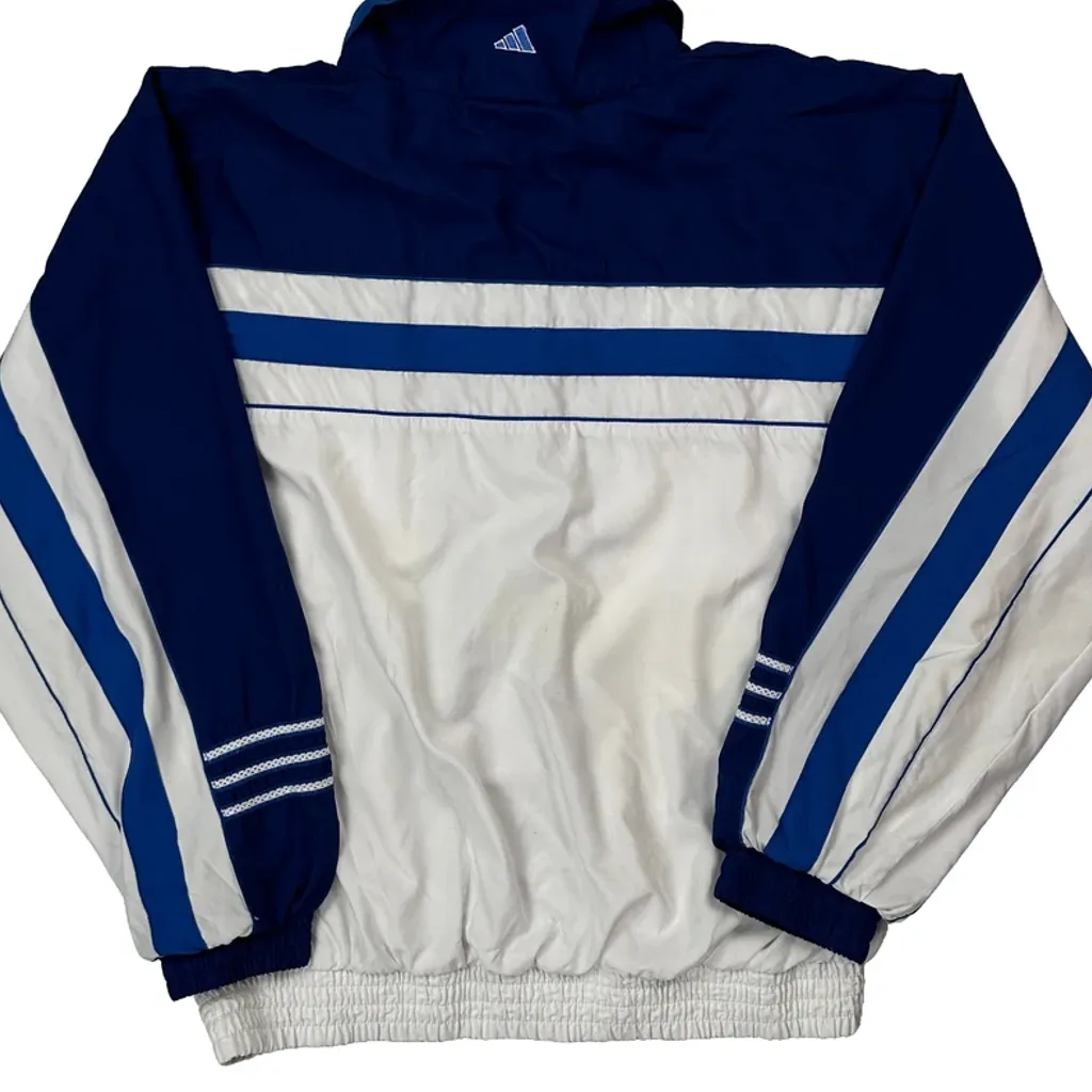 Adidas Striped Track Jacket - Small Blue Polyester - Image 7