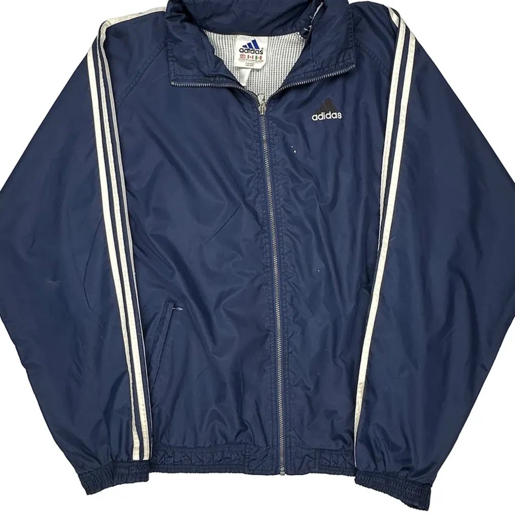 Adidas Striped Track Jacket - 2XL Blue Nylon - Image 5