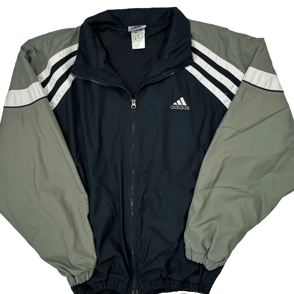 Adidas Striped Track Jacket - Large Green Polyester - Image 4
