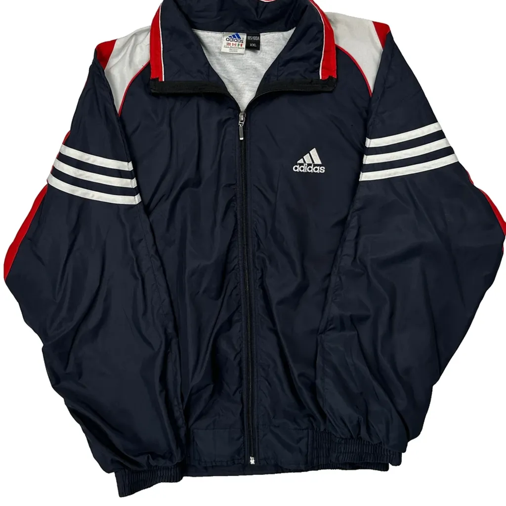 Adidas Striped Track Jacket - 2XL Navy Polyester - Image 4