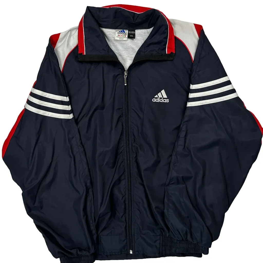 Adidas Striped Track Jacket - 2XL Navy Polyester - Image 5