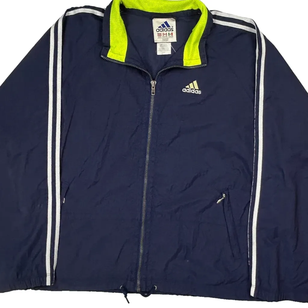 Adidas Striped Track Jacket - Large Yellow Polyester - Image 4