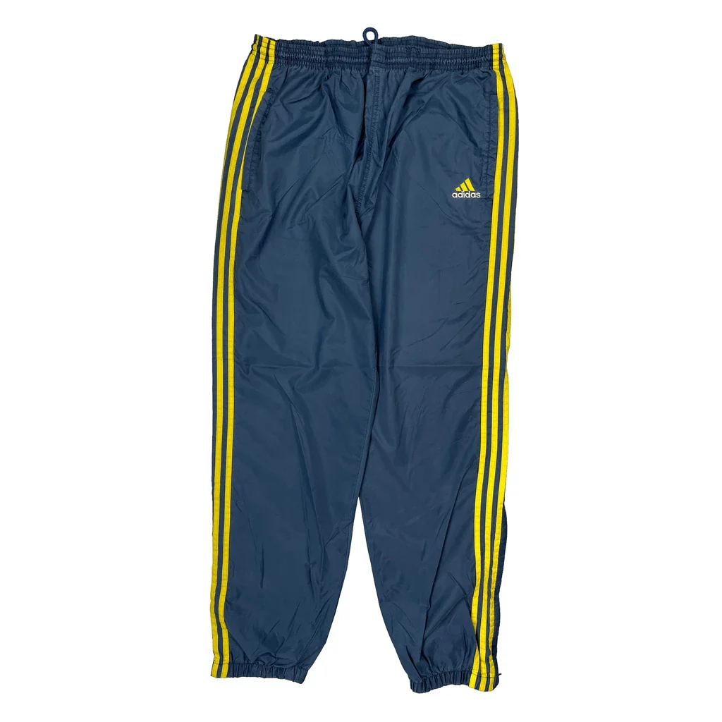 Adidas Striped Track Pants - Large Blue Polyester
