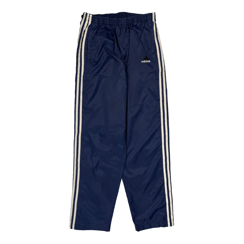 Adidas Striped Track Pants - Small Blue Nylon