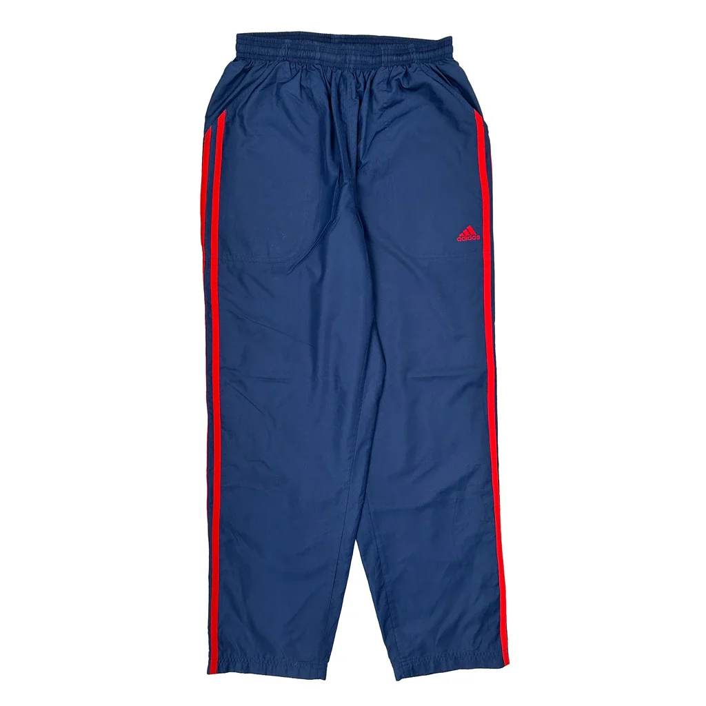 Adidas Striped Track Pants - Small Blue Polyester