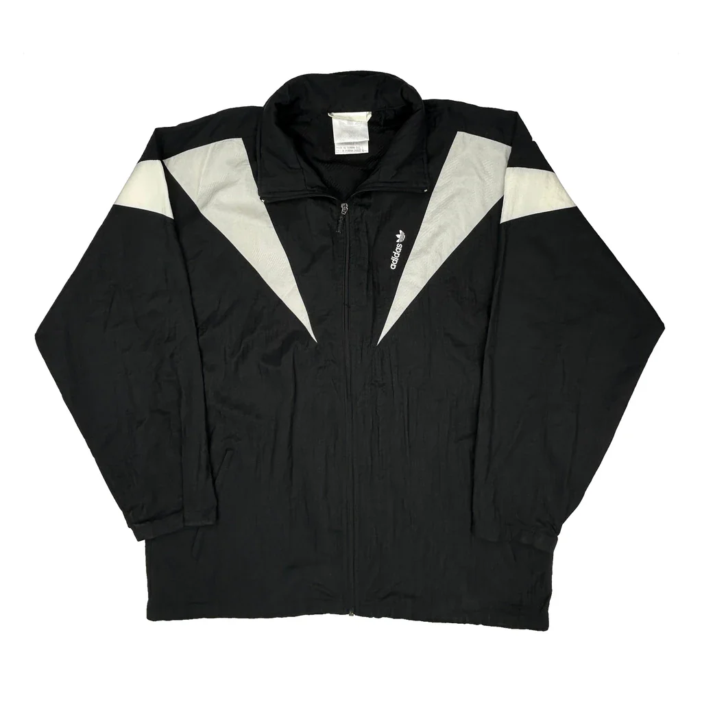 Adidas Oversized Windbreaker - Large Black Polyester