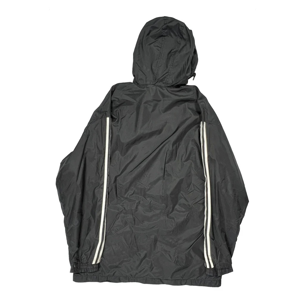 Adidas Striped Windbreaker - Large Black Polyester - Image 2