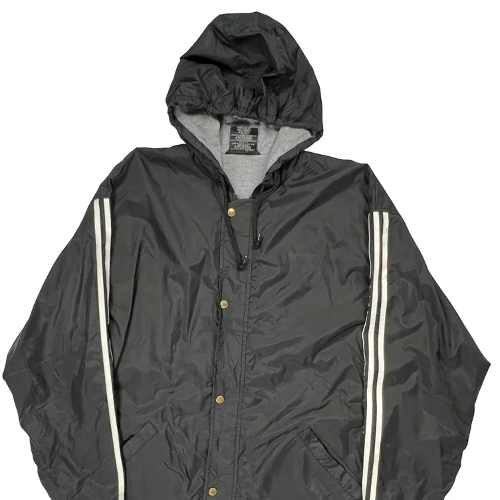 Adidas Striped Windbreaker - Large Black Polyester - Image 4