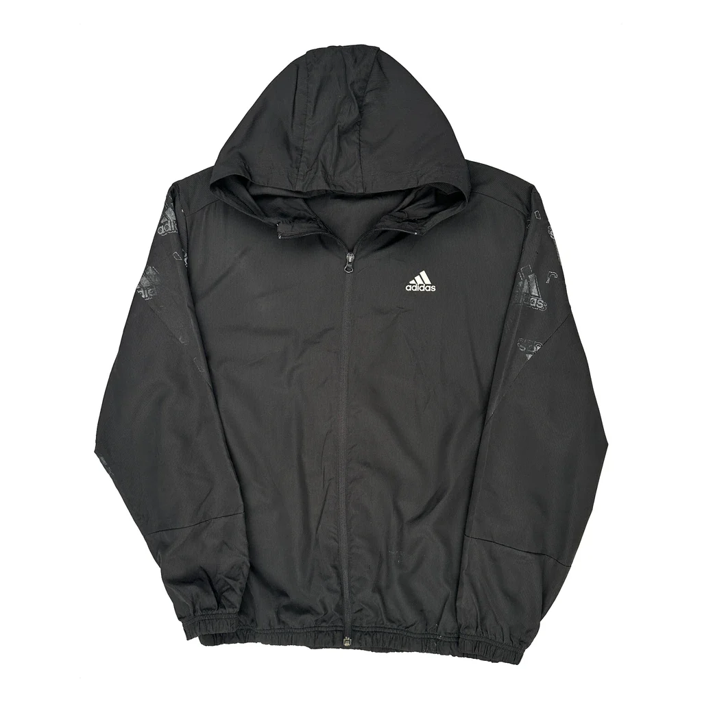 Adidas Windbreaker - Large Black Polyester
