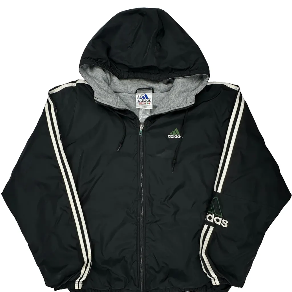 Adidas Padded Windbreaker - Medium Black Nylon - Image 4