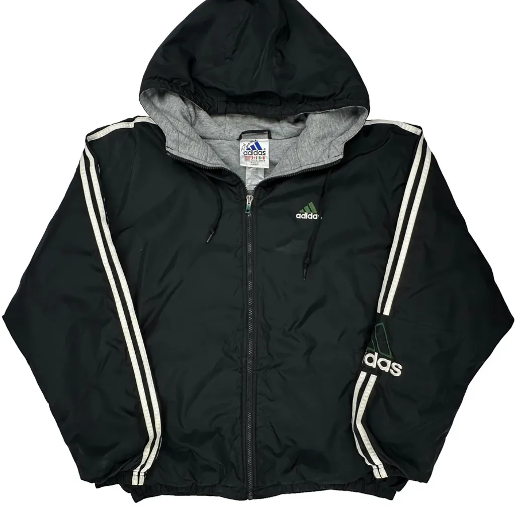 Adidas Padded Windbreaker - Medium Black Nylon - Image 5