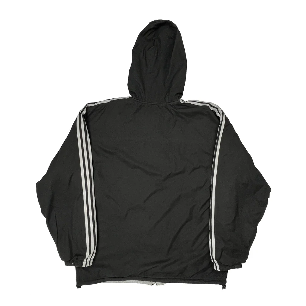Adidas Striped Windbreaker - XL Black Polyester - Image 2