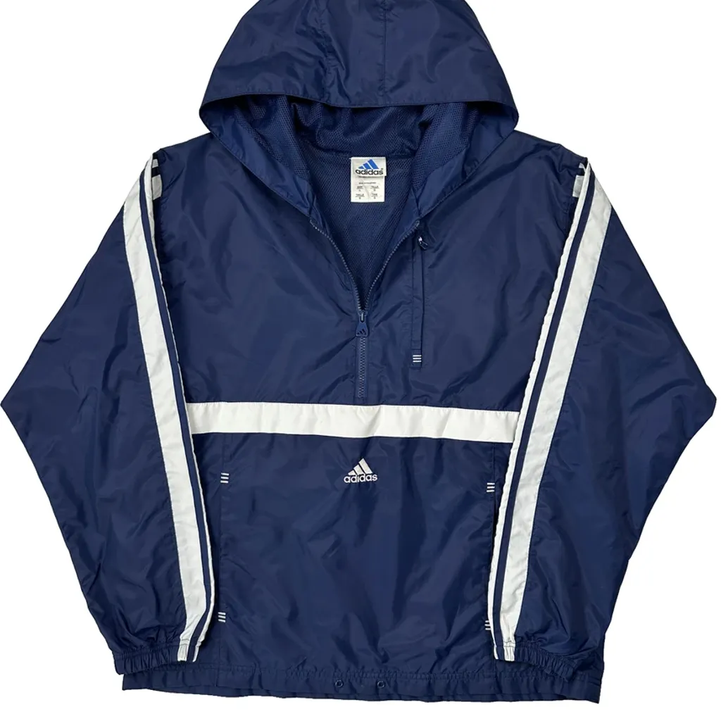 Adidas Striped Windbreaker - Large Blue Polyester - Image 5