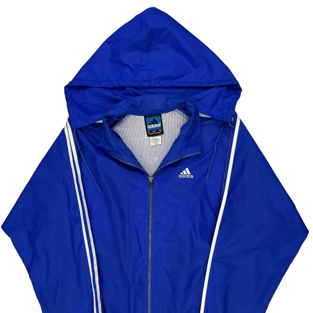Adidas Striped Windbreaker - Large Blue Nylon - Image 7