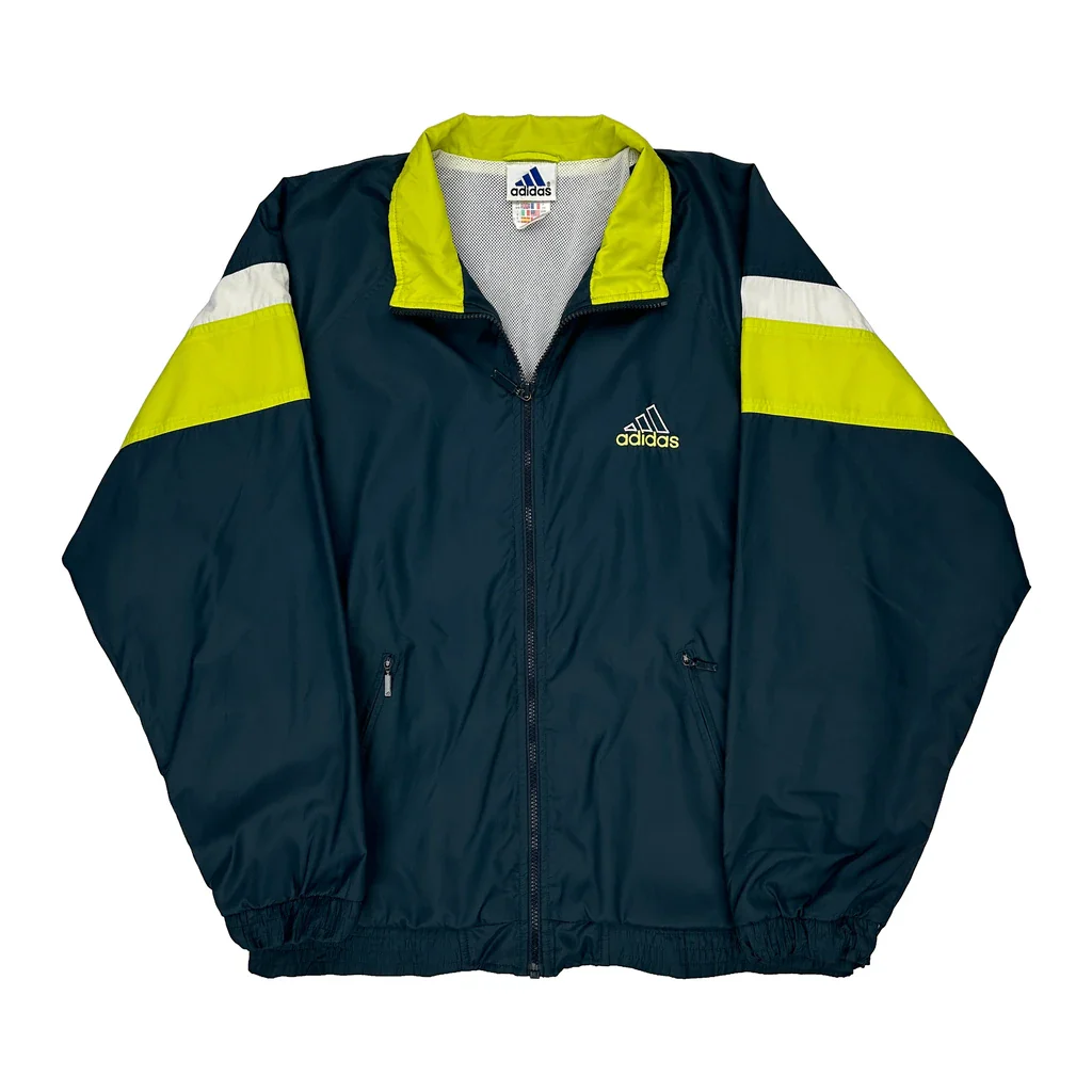 Adidas Striped Windbreaker - Medium Navy Polyester