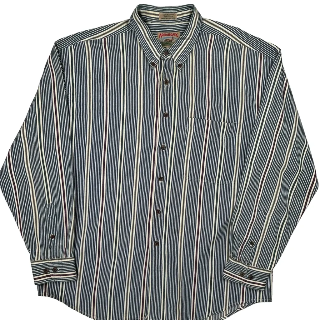 Adirondack Striped Shirt - XL Blue Cotton - Image 4