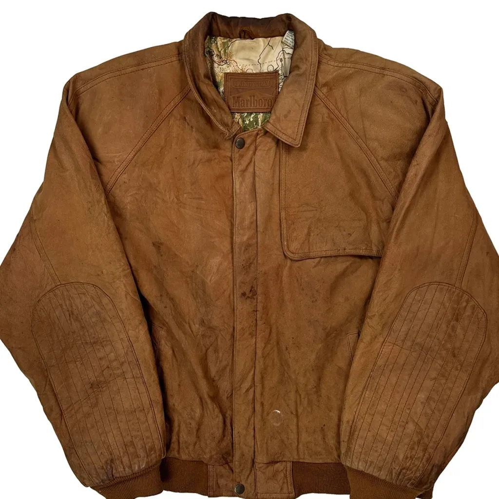 Adventure Team Marlboro Bomber Jacket - Medium Brown Polyester - Image 5