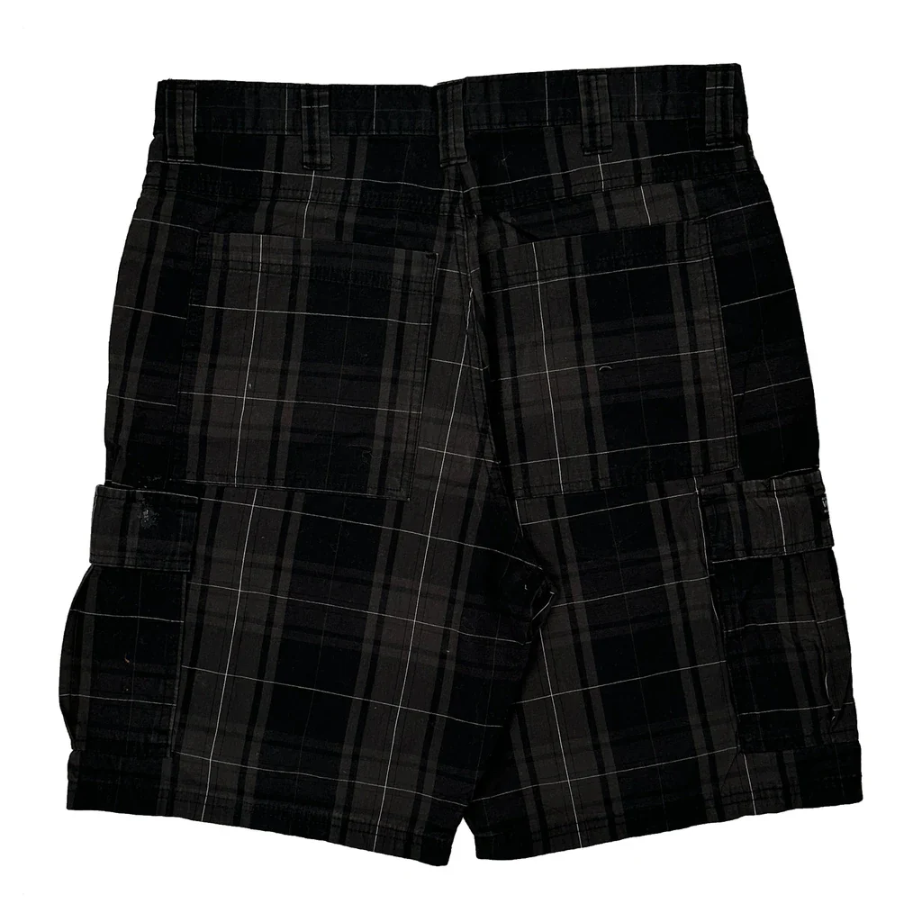 Aeropostale Checked Cargo Shorts - 34W 10L Black Cotton