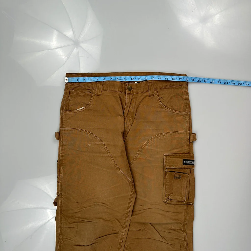 Aeropostale Double Knee Carpenter Trousers - 36W 31L Brown Cotton - Image 3