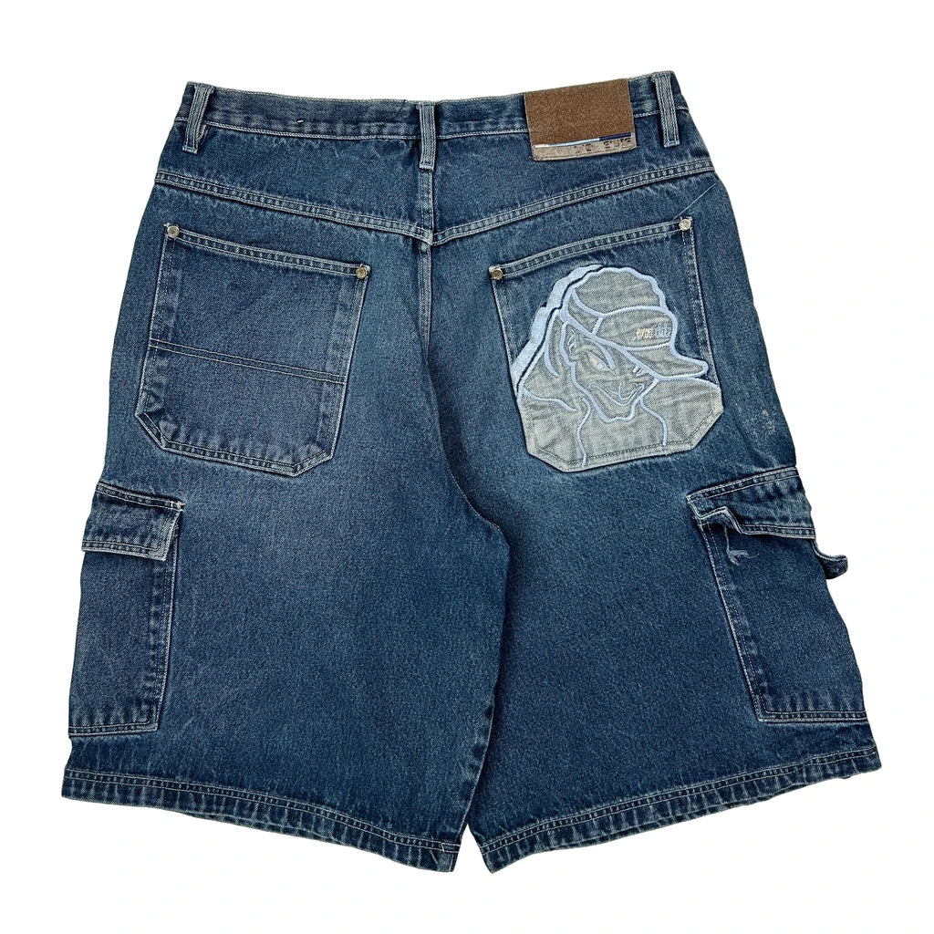 Aeropostale Baggy Cargo Denim Shorts - 33W 11L Blue Cotton