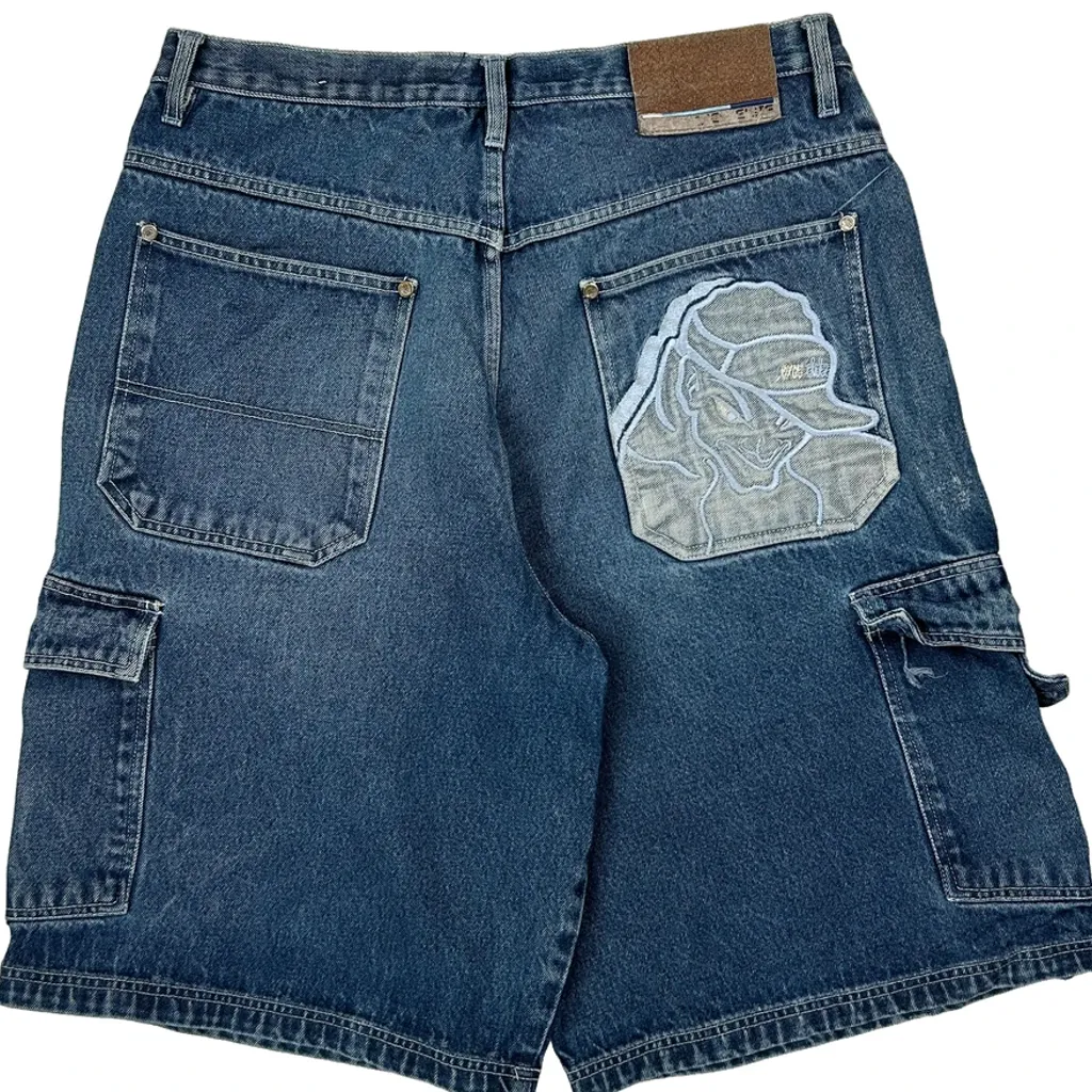 Aeropostale Baggy Cargo Denim Shorts - 33W 11L Blue Cotton - Image 7