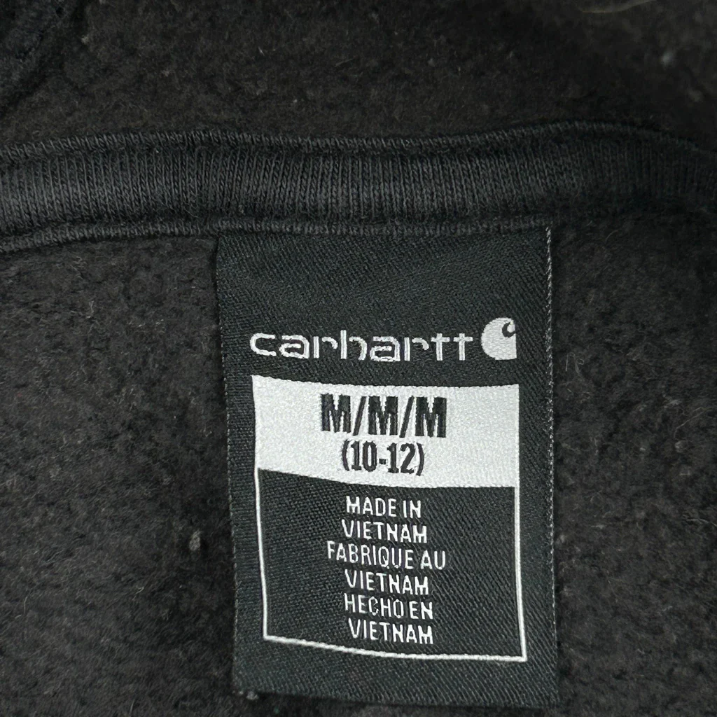 Age 10-12 Carhartt Hoodie - Medium Black Cotton - Image 3