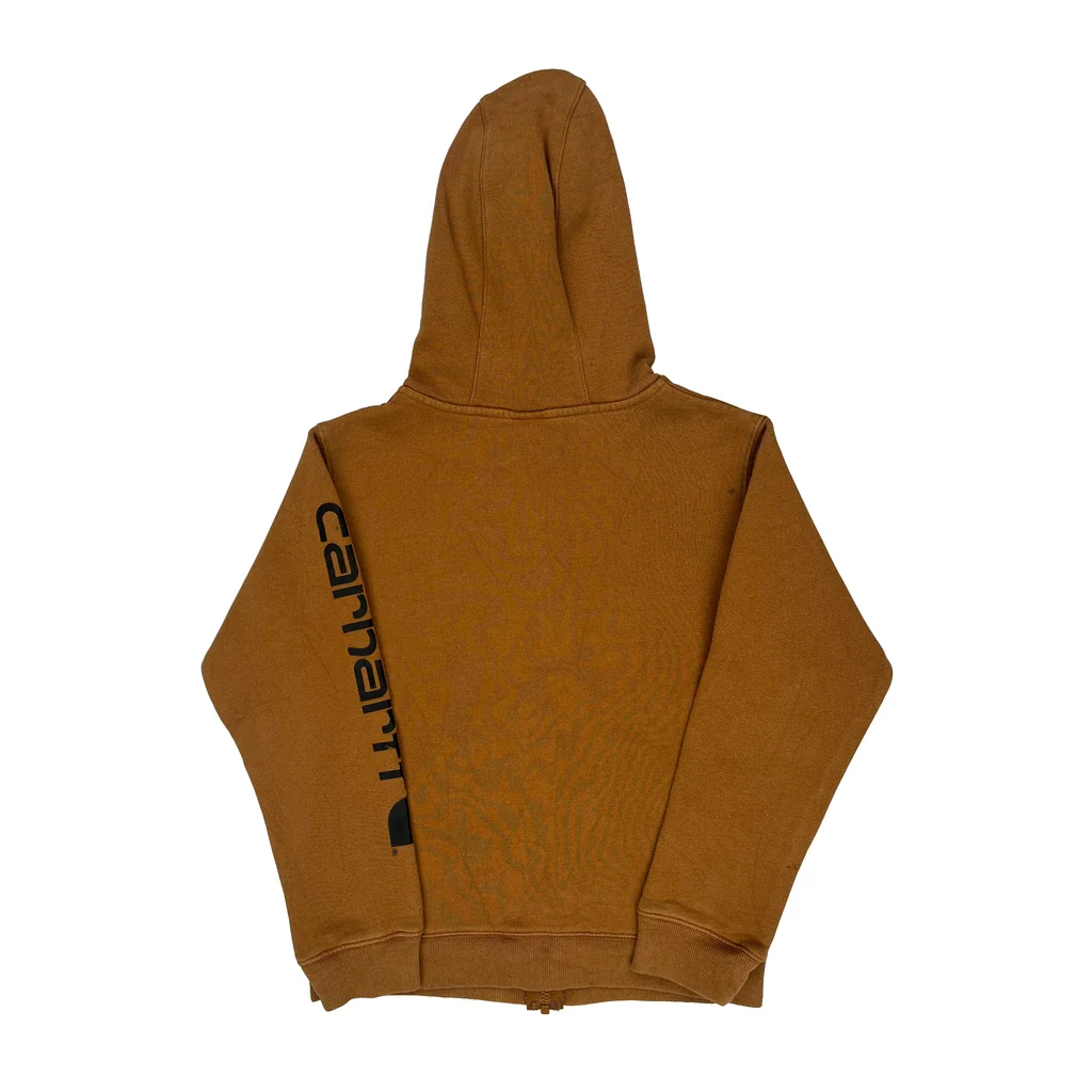 Age 10-12 Carhartt Hoodie - Medium Brown Cotton - Image 2