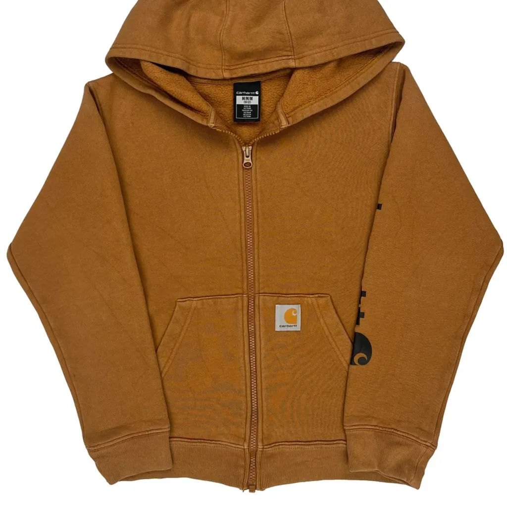 Age 10-12 Carhartt Hoodie - Medium Brown Cotton - Image 4