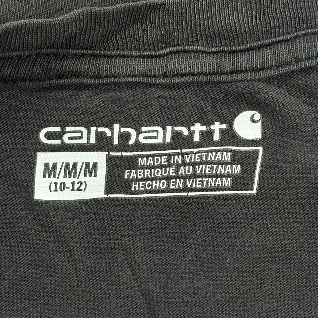 Age 10-12 Carhartt Spellout Long Sleeve T-Shirt - Medium Black Cotton - Image 3