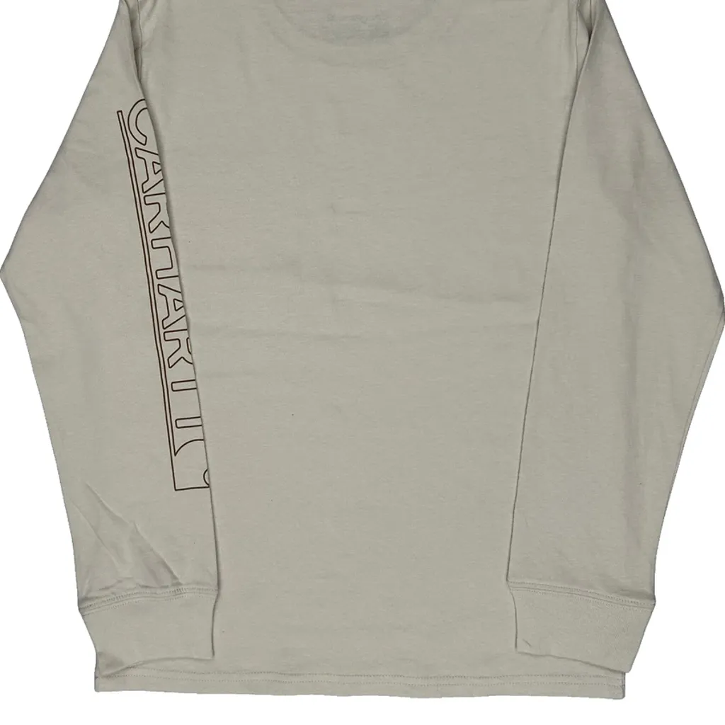 Age 10-12 Carhartt Long Sleeve T-Shirt - Medium Cream Cotton - Image 6