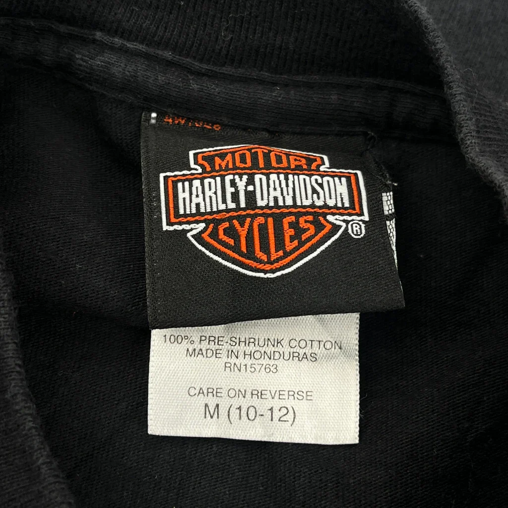 Age 10-12 Harley Davidson Graphic T-Shirt - Medium Black Cotton - Image 3