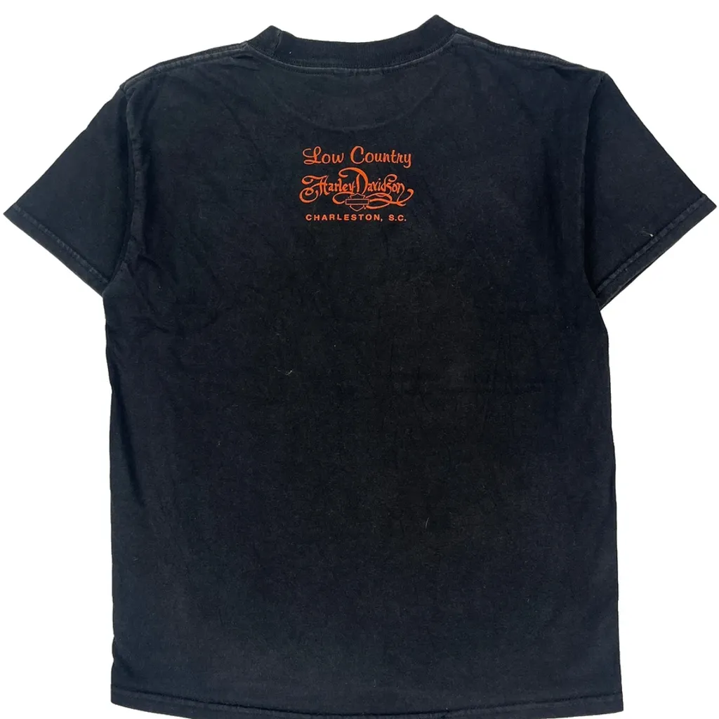 Age 10-12 Harley Davidson Graphic T-Shirt - Medium Black Cotton - Image 6