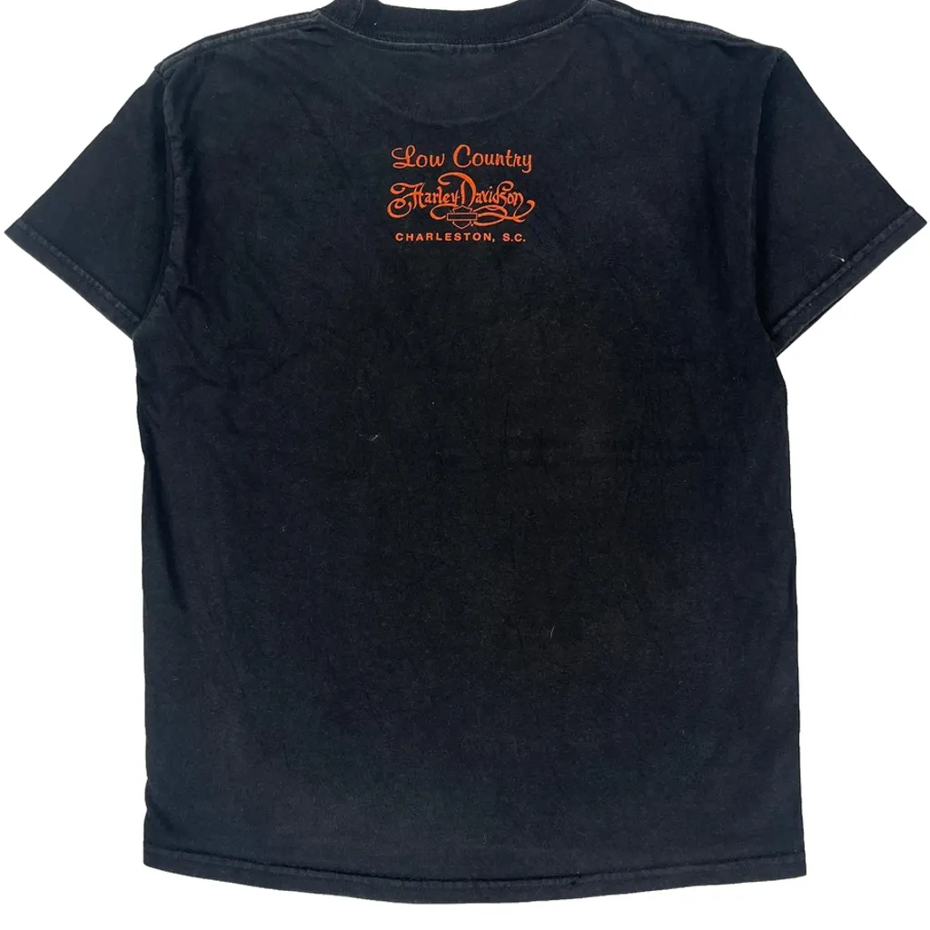 Age 10-12 Harley Davidson Graphic T-Shirt - Medium Black Cotton - Image 7