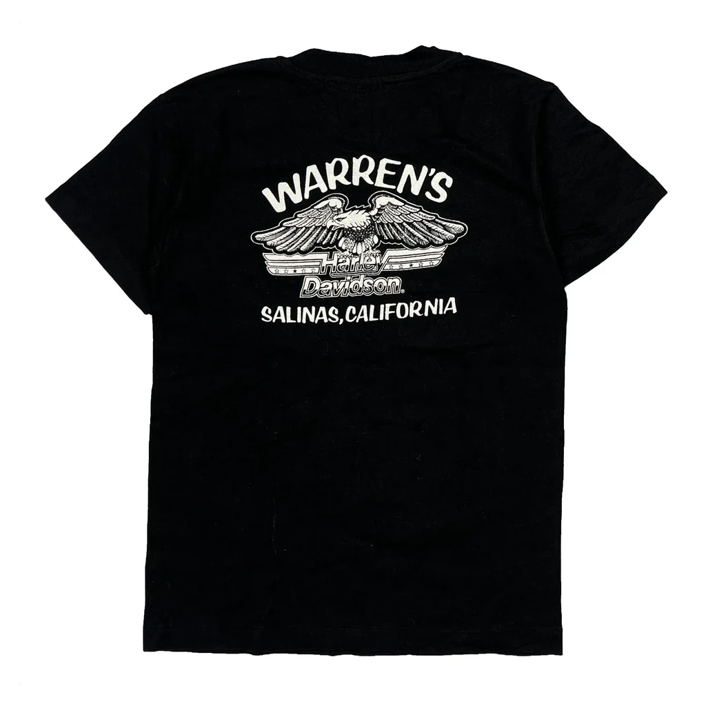 Age 10-12 Harley Davidson Graphic T-Shirt - Medium Black Cotton - Image 2