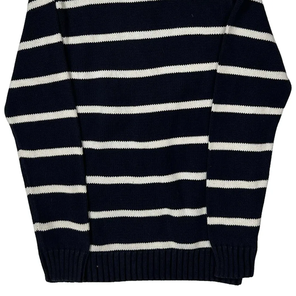 Age 10-12 Polo By Ralph Lauren Striped 1/4 Zip - Large Navy Cotton - Image 6