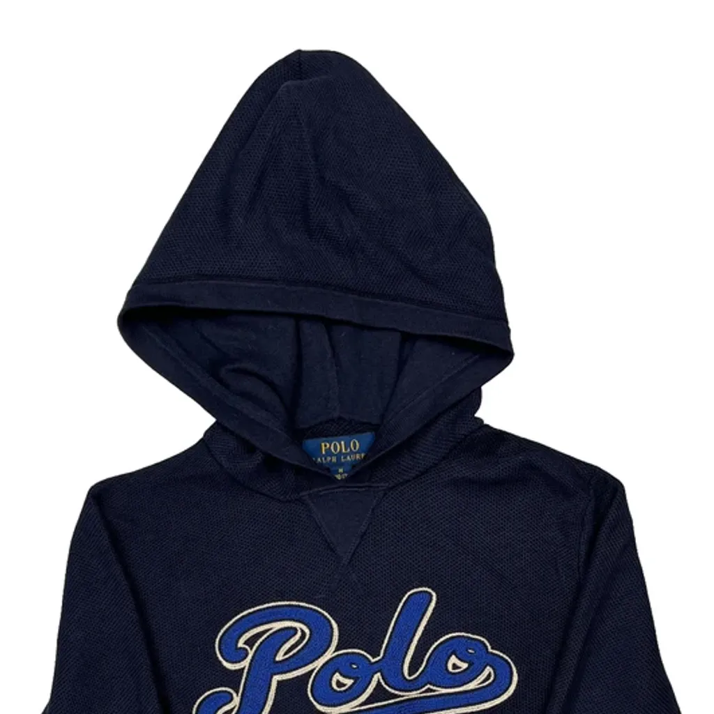 Age 10-12 Polo By Ralph Lauren Spellout Hoodie - Medium Navy Cotton - Image 5