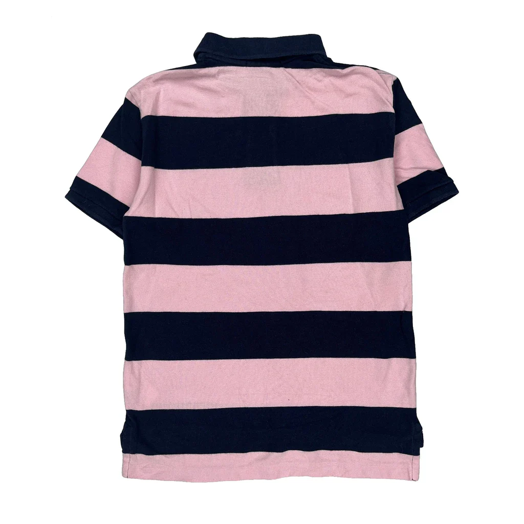 Age 10-12 Polo By Ralph Lauren Striped Polo Shirt - Medium Navy Cotton - Image 2