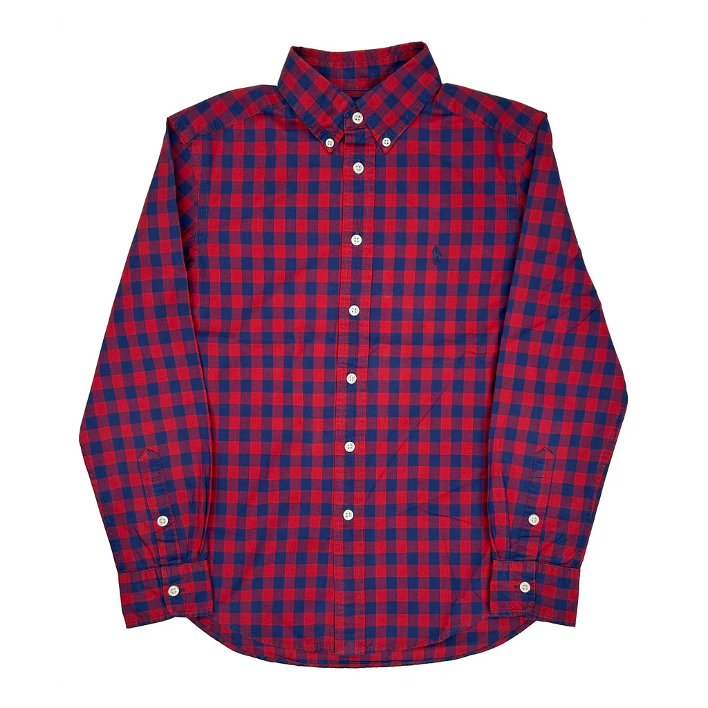 Age 10-12 Ralph Lauren Checked Shirt - Medium Red Cotton