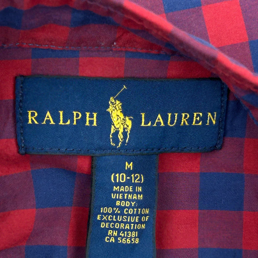Age 10-12 Ralph Lauren Checked Shirt - Medium Red Cotton - Image 3