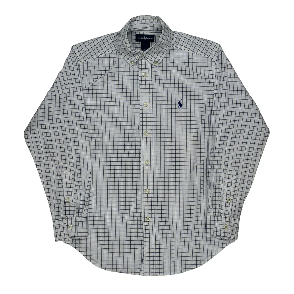 Age 10-12 Ralph Lauren Checked Shirt - Medium White Cotton