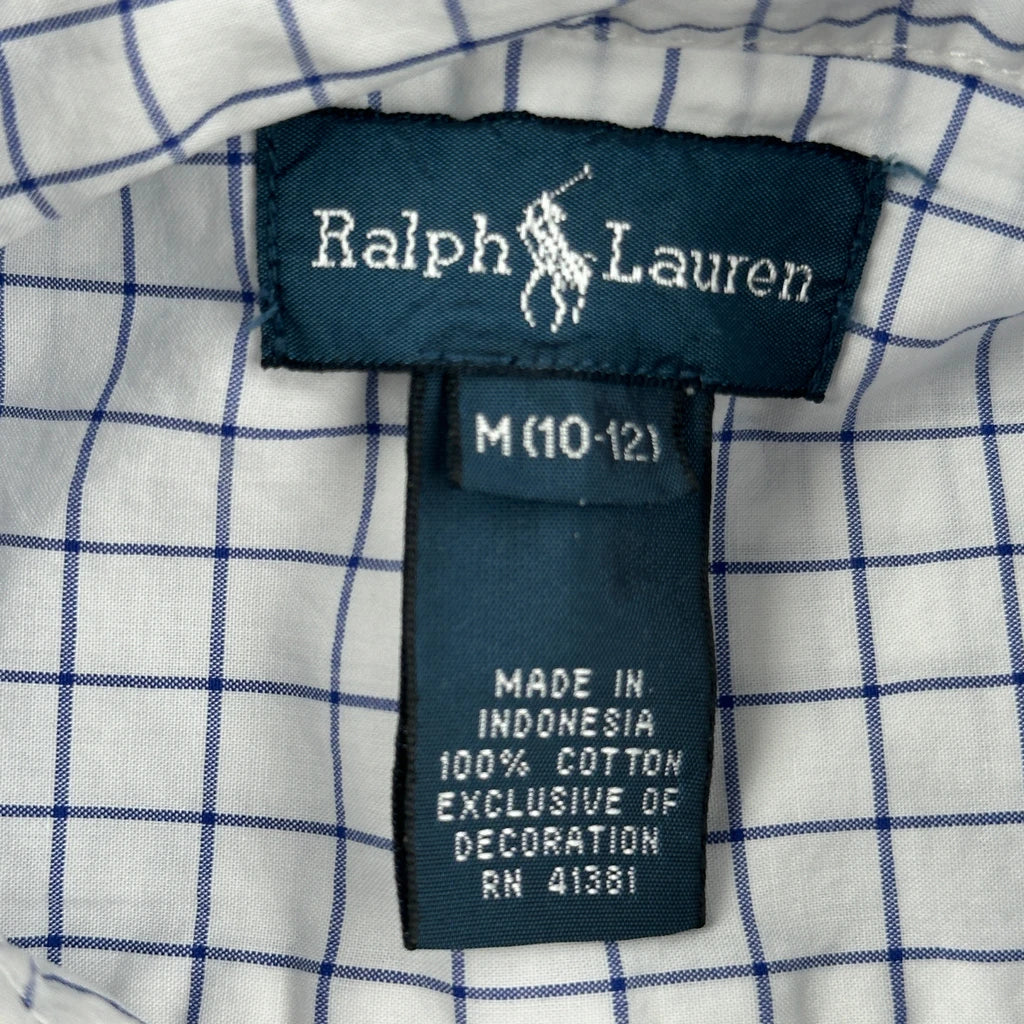 Age 10-12 Ralph Lauren Checked Shirt - Medium White Cotton - Image 3