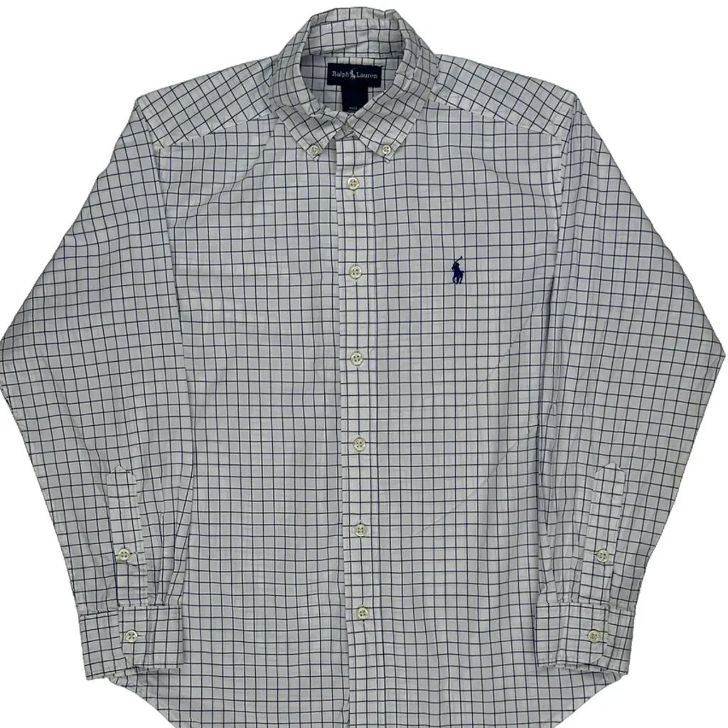 Age 10-12 Ralph Lauren Checked Shirt - Medium White Cotton - Image 4